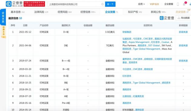  2020年营收113.36亿元，叮咚买菜欲美国上市