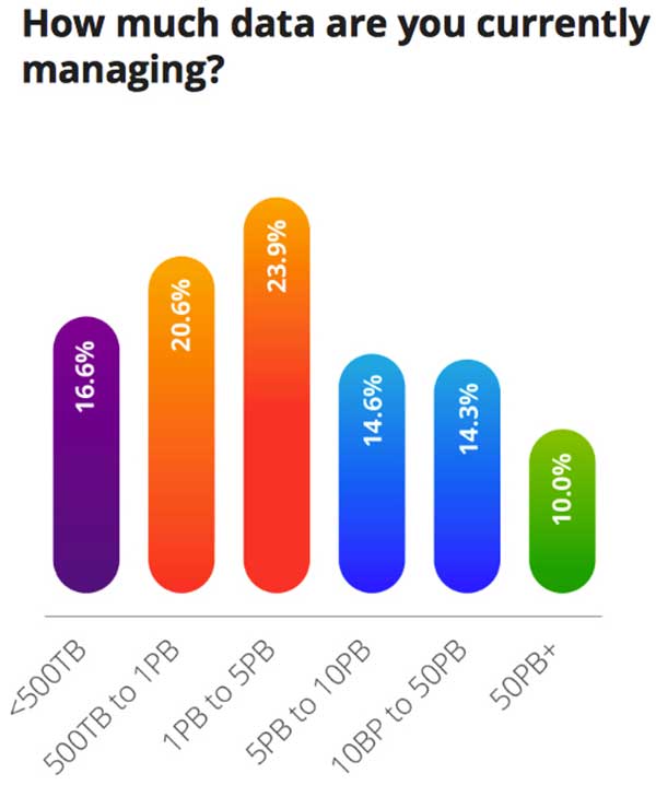 65% 的 IT 领导者投资于非结构化数据分析， 企业IT 超过 30% 的预算用于存储和备份。