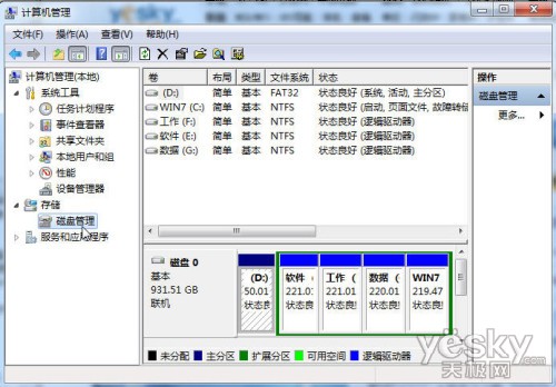 用Win7自带磁盘管理工具轻松分区