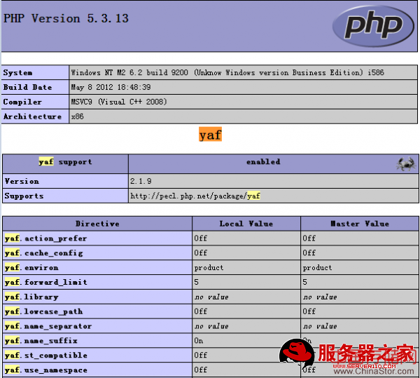 yaf windows php 5.3.13