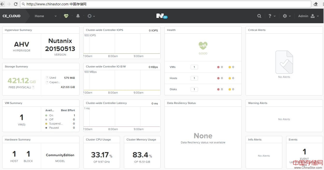 nutanix 企业云平台主界面