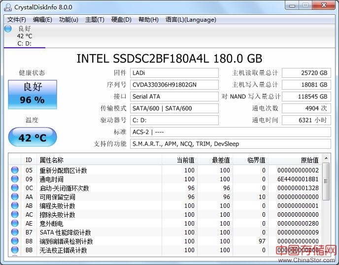 CrystalDiskInfo硬盘测试工具