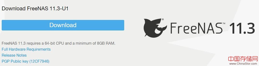 之后进入真正的下载界面。下载FreeNAS-11.3-U1.iso，该版本大小745MB。